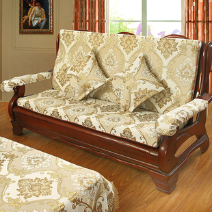 加厚海绵红实木沙发坐垫带靠背冬季连体老中式木头质防滑椅垫