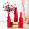 30cm红色花瓶 中国红喜庆摆件 现代简约陶瓷工艺品客厅装饰小花插