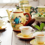 创意英式下午茶咖啡具陶瓷茶具套装浮雕手绘田园风杯壶咖啡杯碟