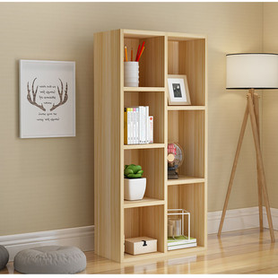 简易五格承重书架创意书柜木质格子柜小柜子储物柜自由组合收纳柜