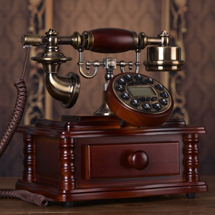 蒂雅菲欧式美式复古电话机，实木座机仿古古董家用时尚创意固定电话