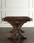 出口欧洲法式乡村风格实木餐桌会议桌餐椅样板房别墅复古做旧家具