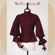 Lace Garden原创品牌法式复古宫廷修身立领大灯笼长袖女衬衫