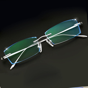 纯钛8孔无螺丝无框切边眼镜男近视眼镜，成品超轻时尚商务镜变色