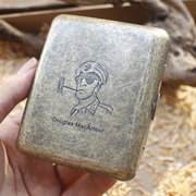 麦克阿瑟青铜烟盒 20支装超薄 便携不锈钢个性男复古烟夹香菸