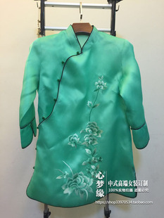 原创设计复古中式真丝，绣花立领斜襟，7分袖款式改良旗袍上衣