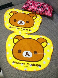 日本超市rilakuma棕色小熊黄色，可爱脸部颜型毛巾方巾口水巾