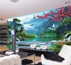 山水风景画中式自粘墙贴大型壁画客厅电视背景墙画墙壁纸山清水秀