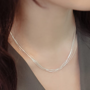 日韩国s925纯银多层细项链女士锁骨，链简约气质优雅个性百搭甜美