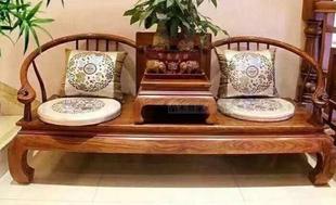 红木家具 非洲花梨木新中式情人椅 实木连体沙发椅情侣休闲椅