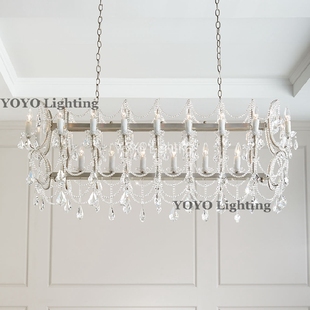 YOYO枫叶水晶珠帘吊灯 欧式美式现代长方形餐厅客厅卧室过道