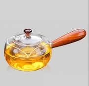 煮茶玻璃壶泡茶花茶壶功夫茶具冲茶器过滤带盖侧把壶木把煮茶神器