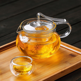 玻璃茶壶透明耐热带过滤可加热花草煮茶壶，创意家用功夫茶具套装