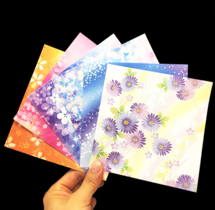 15cm正方形千纸鹤玫瑰花折纸彩纸手工纸印花纹幼儿园卡纸剪纸材料