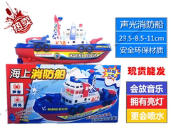 会喷水的电动消防船模型仿真轮船军舰儿童洗澡男女孩玩具生日礼物