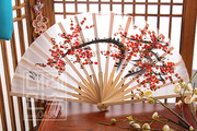 韩国进口扇子朝鲜族舞蹈扇子，韩国工艺品手工画梅花扇子h-p03017