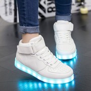 高帮充电发光鞋男女荧光鞋LED夜光鞋七彩灯光鞋韩版学生鬼步舞鞋
