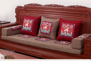 中式红木沙发垫子套棉麻椅垫，防滑坐垫海绵棕垫，罗汉床垫中国风靠i.