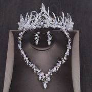 韩式新娘三件套头饰水钻水晶项链耳环套装结婚婚纱配饰品
