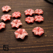 g配件粉珊瑚，散珠压制粉色花瓣diy手链，耳环古风发簪饰品隔片