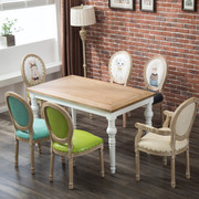 欧式实木餐桌椅组合美式复古做旧橡木桌茶几，地中海长方形桌子百搭