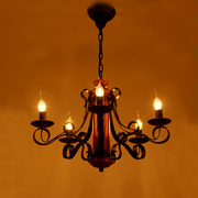 欧式铁艺地中海复古蜡烛，实木吊灯客厅灯美式乡村酒吧灯餐厅灯具