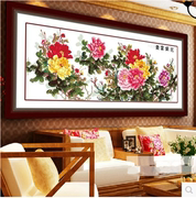 手工十字绣成品 花开富贵六尺牡丹大幅花卉客厅系列已绣好的