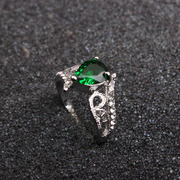 韩国时尚绿锆石水晶戒指食指关节戒日韩个性，潮人百搭饰品女指环