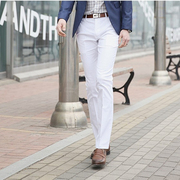 韩版修身白色直筒西裤男士商务休闲西装裤潮男时尚青年长裤子