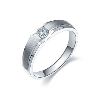 白18k金铂金(金铂金)男钻戒钻石男戒指环，结婚订求婚情侣对戒