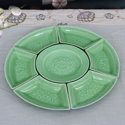 龙泉青瓷盘子家用陶瓷餐具瓷拼盘组合创意菜盘深盘碟子盘子套装