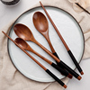 环保创意日式便携木筷子木勺子，套装饭勺咖啡，勺天然木质筷勺餐具