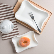 纯白长方盘子创意西餐盘寿司，盘家用菜盘汤盘点心盘子鱼盘陶瓷餐具