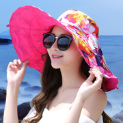帽子女遮阳帽海边度假出游防紫外线太阳帽沙滩帽大沿大檐防晒凉帽