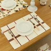 欧式地中海餐桌餐垫 粉绿色格子桌布双层餐杯垫布艺 桌旗定制