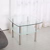 客厅正方形小桌子钢化玻璃小茶几简约小户型迷你家用双层沙发边几
