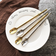 韩版长柄不锈钢搅拌勺创意咖啡勺个性成人甜品蜂蜜勺子金色长冰勺
