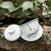 景德镇手绘青花盖碗陶瓷，大号泡茶器皿绿茶，茶杯手工盖碗可私人定制