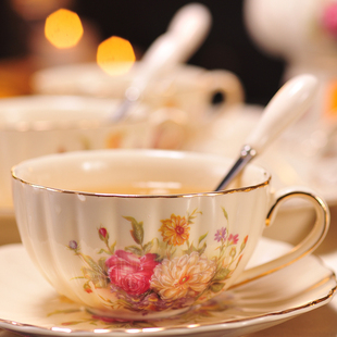 咖啡杯套装英式下午茶杯子，红茶杯欧式茶具，陶瓷杯碟家用水杯具优雅