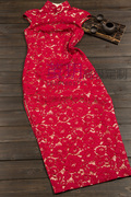 茧玥高端旗袍定制量身定制店，手工老上海订做红色结婚礼服新娘