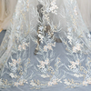 粉蓝撞色高档立体刺绣蕾丝花朵，婚纱手工diy材料，服装布料面料辅料