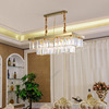 欧式金色长方形餐厅水晶吊灯LED奢华创意家用网红过道走廊客厅灯