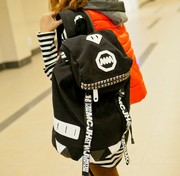 mm木村井泓书包韩版男女双肩，包个性(包个性)大包时尚背包电脑包帆布旅行包