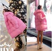 冬装韩版粉色羽绒棉服女衣中长款加厚大码宽松面包服棉袄茧型棉衣