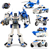儿童男孩合金变形玩具5合1合体正版模型汽车，机器人飞机摩托警察车