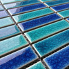 地中海田园长方形长条马赛克瓷砖，冰裂纹蓝色系，厨房卫生间浴室墙砖