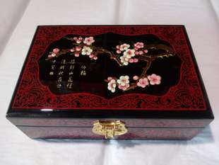 复古推光漆器首饰盒木质仿古带锁欧式公主梳妆盒结婚漆盒