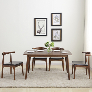 实木餐桌椅组合现代简约白橡木(白橡木)日式长方形，家用1.21.4米饭桌北欧
