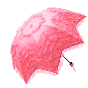 唯美太阳拱形公主伞三折叠遮阳伞，防晒防紫外线黑胶晴雨多层蕾丝伞