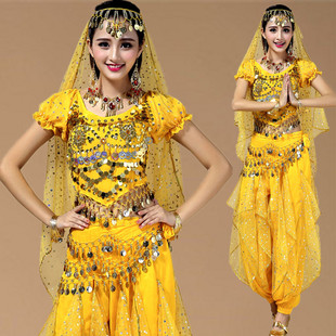 肚皮舞服装套装2018 新疆舞短袖印度舞蹈表演出服成人大码夏